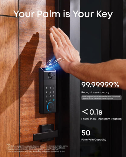 eufy FamiLock S3 Max, Smart Lock with Palm Vein Recognition, Keyless Entry Door Lock for Front Door, 3-in-1 Wi-Fi Keypad Deadbolt+ 2K HDR Camera+ Doorbell, ANSI/BHMA Grade 1, Rear Lock Video Screen