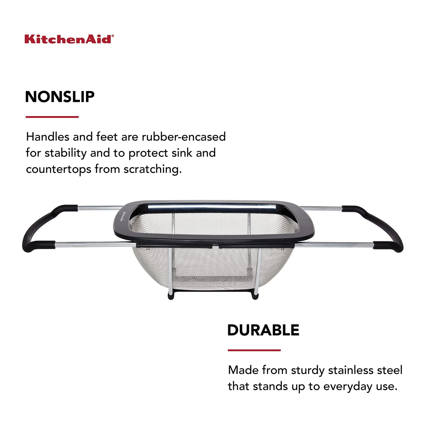 KitchenAid Expandable Stainless Steel Colander, One size, Black