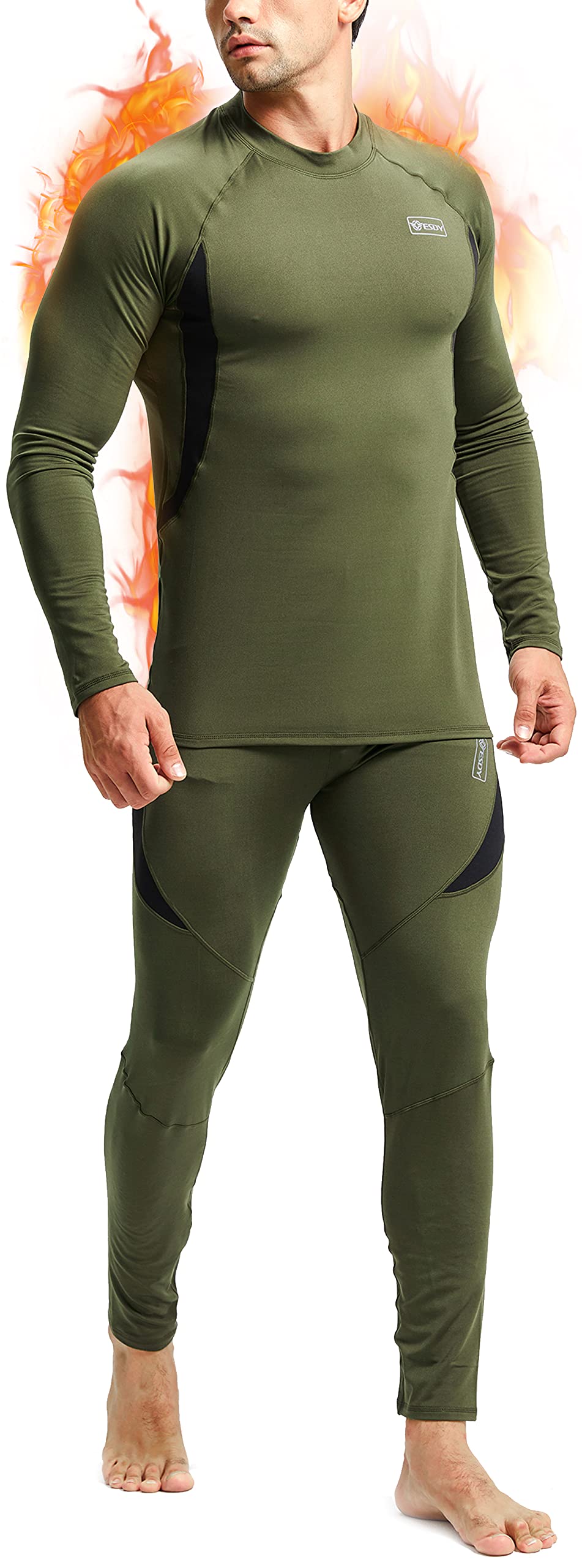 romision Thermal Underwear for Men, Fleece Lined Long Johns Hunting Gear for Men Base Layer Set Cold Weather Clothes