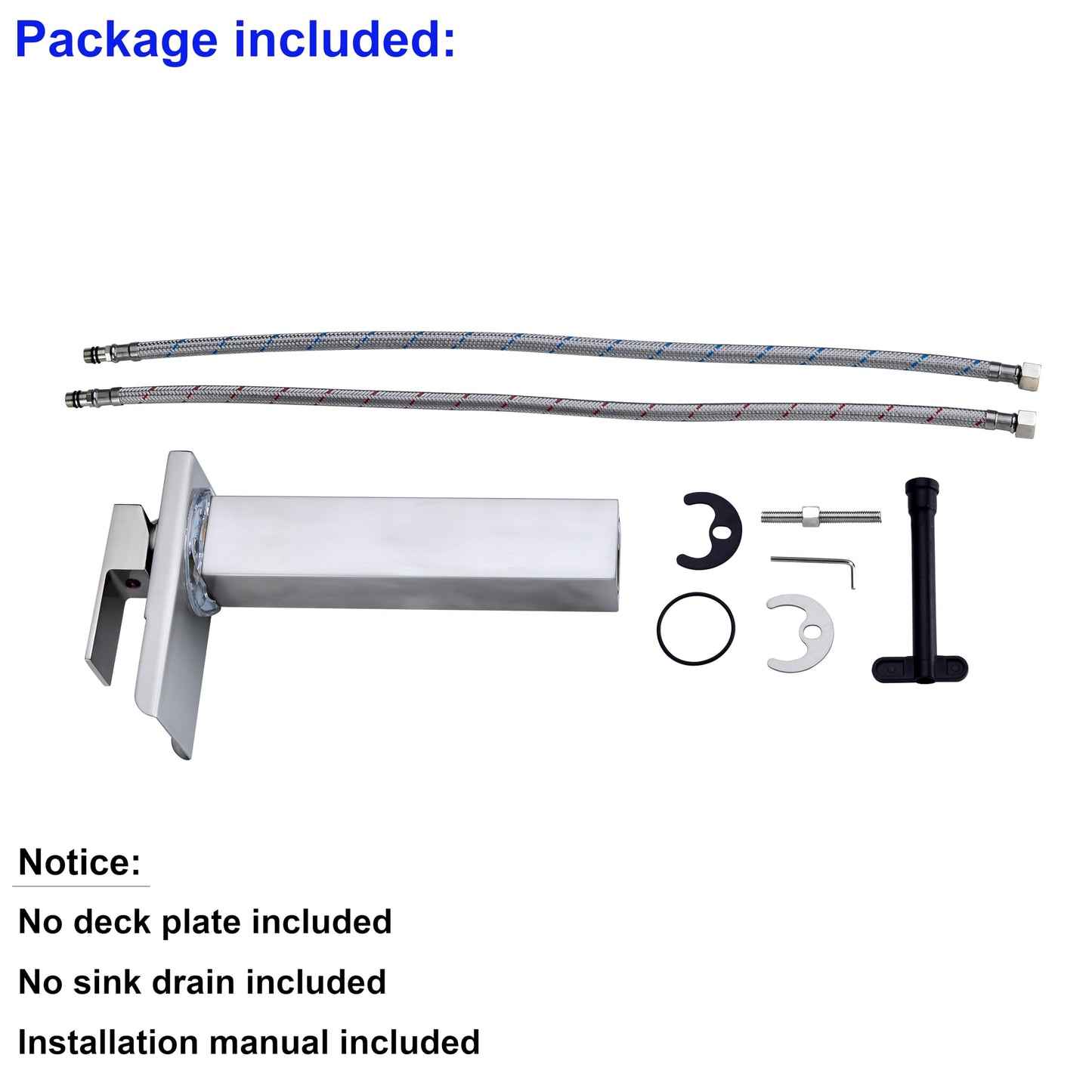 Kmeino LED Bathroom Faucet, Brushed Nickel Bathroom Sink Tall Faucet 1 Hole Waterfall Vessel with 3 Color Changing Single Handle Brass