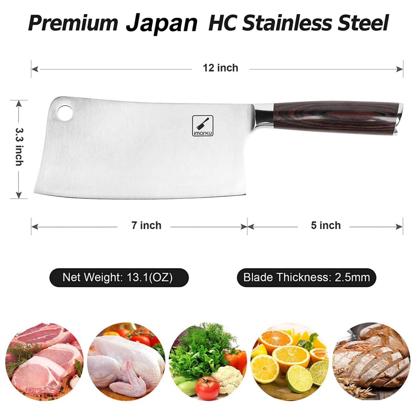 imarku Cleaver Knife 7 Inch Meat Cleaver - SUS440A Japan High Carbon Stainless Steel Butcher Knife with Ergonomic Handle, Ultra Sharp Knife, Kitchen Gadgets for Home/Restaurant, Birthday Gifts