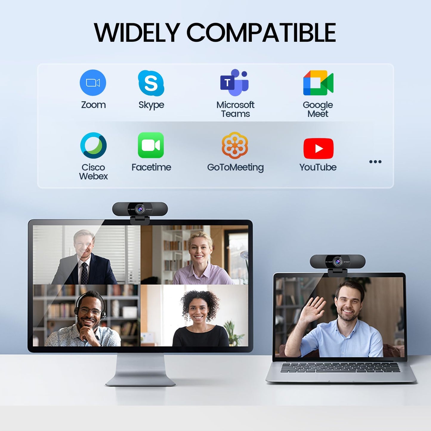 EMEET 1080P Webcam with Microphone, C960 Web Camera, 2 Mics, 90° FOV, USB Type-A & A-to-C Adapter, Plug&Play Computer Camera for Online Calling/Conferencing, Zoom/Skype/Facetime/YouTube, 2025 Version