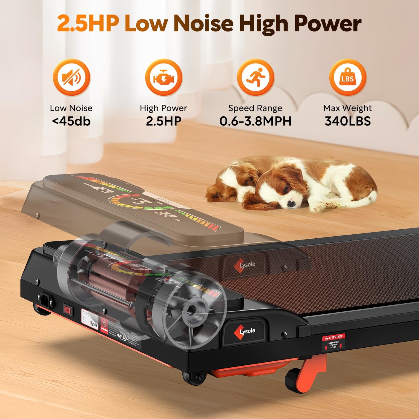 Lysole Walking Pad Treadmill with Incline,Treadmills for Home and Office,340 Lb Capacity,4 in 1 Portable Under Desk Treadmill with APP and Remote Control,Large LED Display