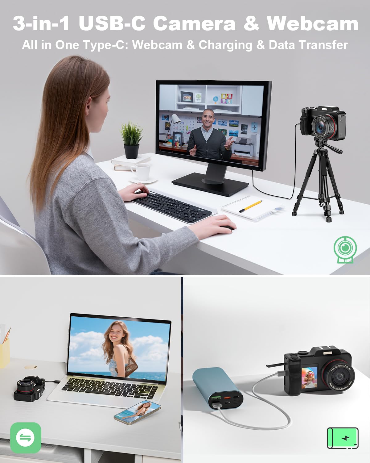 5K Digital Camera for Photography, 80MP 3.5"+2" Dual Screen for Self-Framing 18X Zoom Autofocus Vlogging Camera for YouTube/Content Creators/Travel, Includes 64GB Card + 2 Batteries & Flash, LIYTIFOR