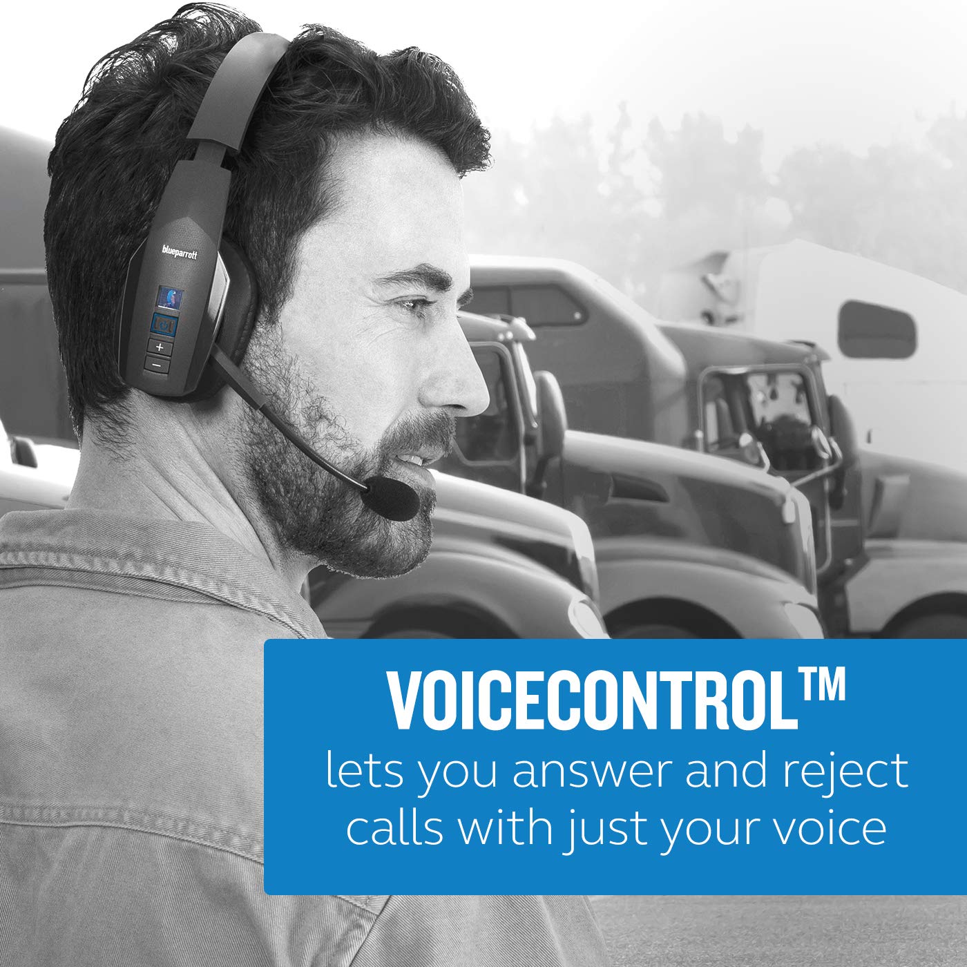 BlueParrott B450-XT Mono Bluetooth Wireless Headphones 96% Noise Canceling Over Head Trucker Headset with Mic, All Day Comfort Padded Headband, 300 ft. Wireless Range, 24 hrs. Talk Time, Black