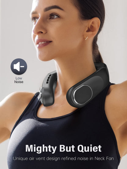 ChillGo Neck Fan - 4 Turbo Foldable Portable Fans - Personal Bladeless Fan 5200mAh with Strong Airflow, Neck Fans that Blow Cold Air with 4 Vent Small Mini Fans Wearable Cooling Fan for Travel Outdoor