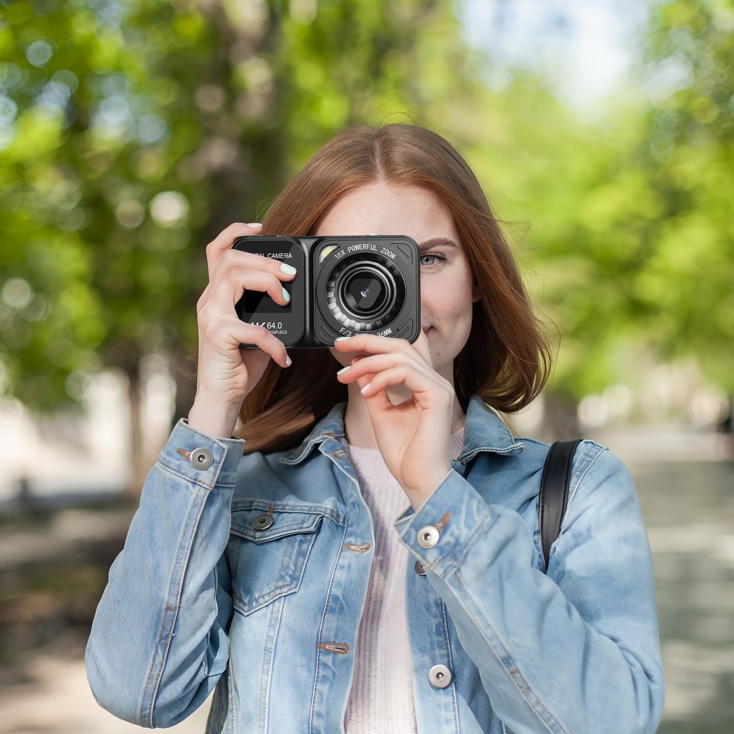 QUOLODOO Digital Camera, 4K 64MP Dual Screens Camera, 18X Zoom, Point and Shoot Digital Camera with 64GB TF Card & 2 Batteries, Portable Rechargeable Small Camera for Kids Teens Adult, Black