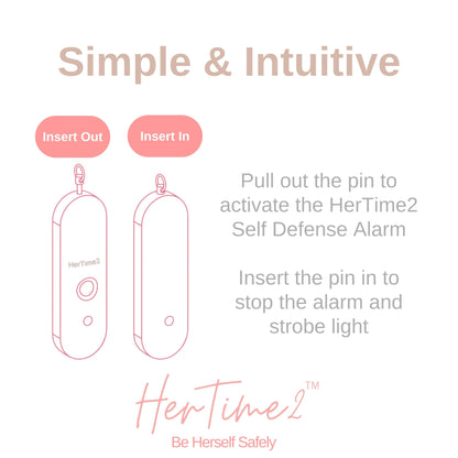 HerTime2 Personal Safety Alarm – Travel Safe Waterproof – Gift for Women College Girls – Self Defense Keychain – Extra Loud Siren – Strobe Light – Cute Key Chains Protection (Rose Gold)