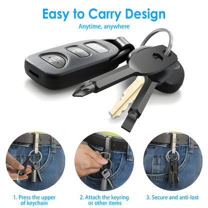 Stocking Stuffers for Men, 4-in-1 Pocket Screwdriver Keychain Tools, Mens Christmas Gifts for Dad Husband Boyfriends, White Elephant Gift Adults Cool Gadgets - Black