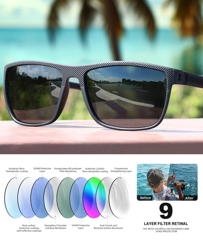 CIFOYA Polarized Sunglasses for Men Women, Square Sun Glasses for Driving Fishing Golf Lightweight Fashion Square Sun Glasses 100% UV400 Protection 3 Packs (Black/Ice Blue/Orange)