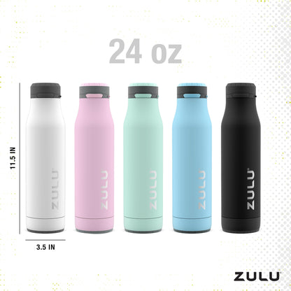 Zulu Ace 24oz Vacuum Insulated Stainless Steel Water Bottle with Chug Spout | Leak-Proof Locking Lid and Removable Base |Reusable Bottle for Cycling Sports Gym Travel Bicycle Bottle Cage | Pink