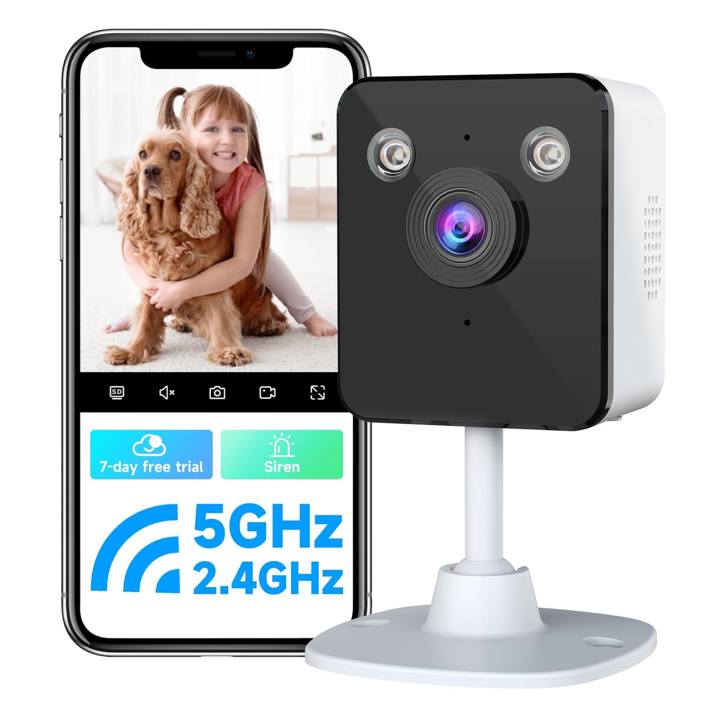 JAIOTlink 2K Cameras for Home Security Indoor, 2.4 & 5Ghz WiFi Baby & Pet Monitor with App, Night Vision, Motion Detection, Two-Way Audio, Smartphone Control Inside Cameras for House