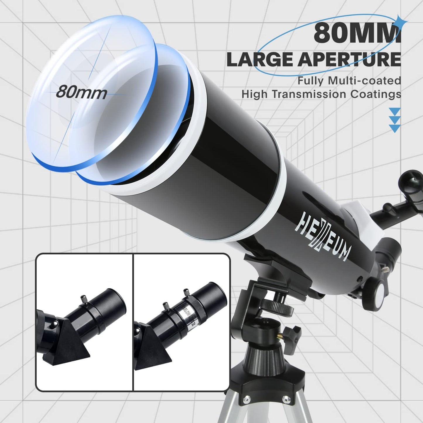 Telescope for Adults & Beginner Astronomers - 80mm Aperture 600mm Fully Multi-Coated High Transmission Coatings with AZ Mount Tripod Phone Adapter, Carrying Bag, Wireless Control.