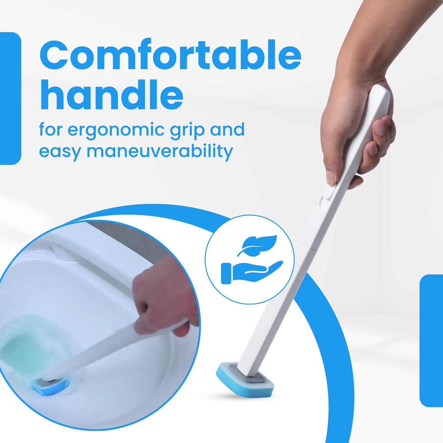 WizardFlush Toilet Brush - Disposable Toilet Bowl-Cleaner for Bathroom - Scrub Brush for Toilet - Space Saving for Storage - Deep Cleaning Wand - Easy to Assemble