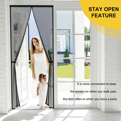 Magnetic Screen Door - Fit for Door Size:36 x 82 Inch, Screen Itself Size:38"x83", Hands Free Mesh Partition,Heavy Duty Curtain Keeps Bugs Out, Frame Hook & Loop, Pet and Kid Friendly