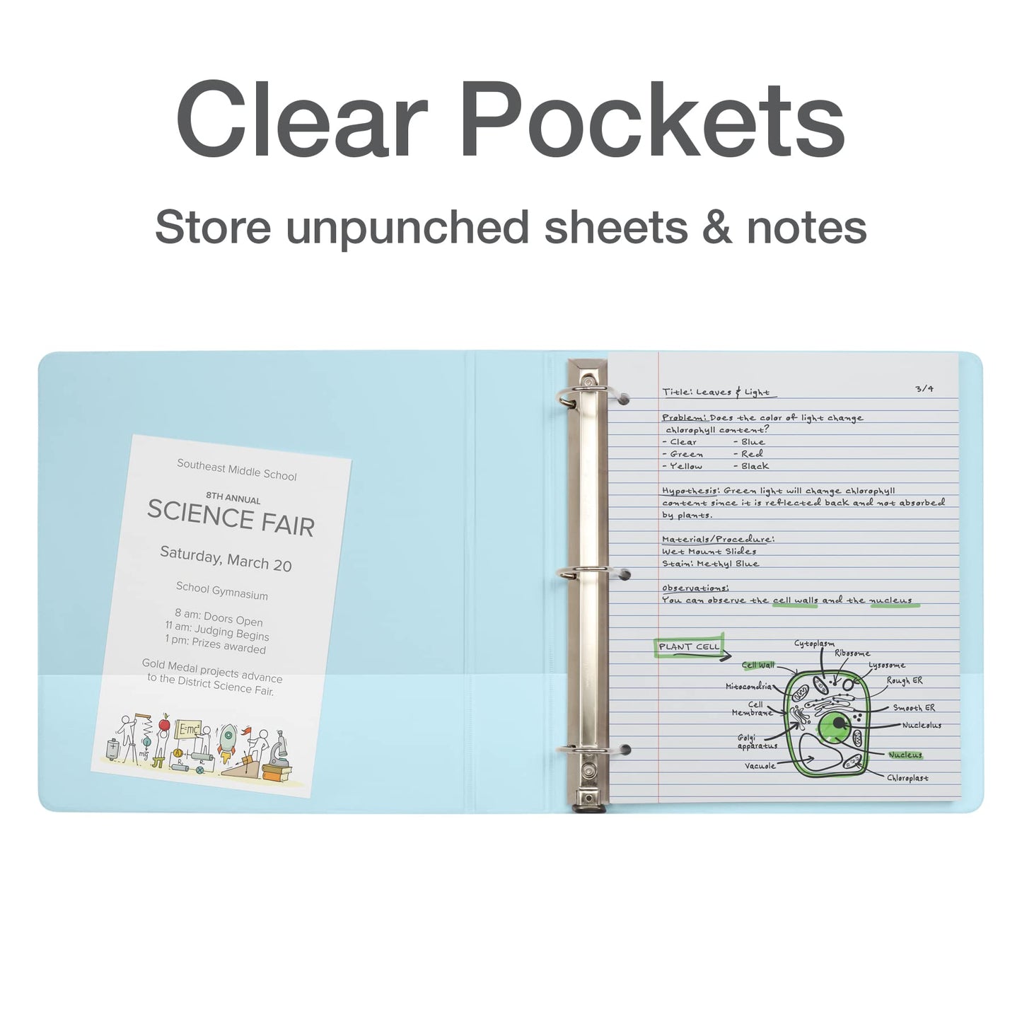 Oxford 3 Ring Binders, 2 inch ONE-Touch Easy Open D Rings, 3-Sided View Binder Covers, Binders for School, Xtralife Hinge, Non-Stick, PVC-Free, Natural Pastel, 530-Sheet Capacity, 4 Pack (79923)