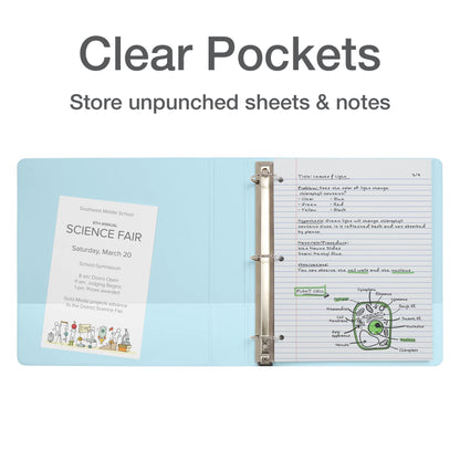 Oxford 3 Ring Binders, 2 inch ONE-Touch Easy Open D Rings, 3-Sided View Binder Covers, Binders for School, Xtralife Hinge, Non-Stick, PVC-Free, Natural Pastel, 530-Sheet Capacity, 4 Pack (79923)