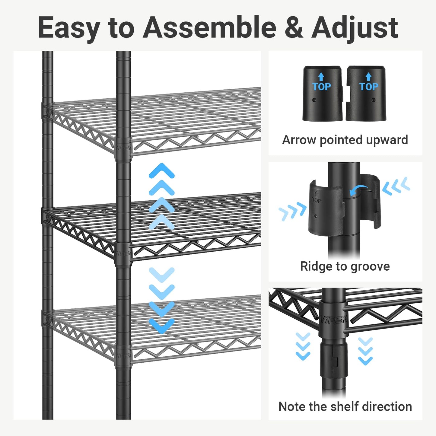 VIPEK V5 Portable Closet Wardrobe Heavy Duty Clothes Rack, Freestanding Clothing Rack with 4 Hang Rods & 8 Shelves, Adjustable Closet Racks, 68.9" L x 15.7" W x 76.4" H, Max Load 890LBS, Black