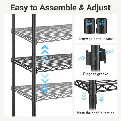 VIPEK V5 Portable Closet Wardrobe Heavy Duty Clothes Rack, Freestanding Clothing Rack with 4 Hang Rods & 8 Shelves, Adjustable Closet Racks, 68.9" L x 15.7" W x 76.4" H, Max Load 890LBS, Black