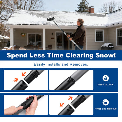 72" Extendable Long Snow Brush with Ice Scraper for Car Truck SUV Van - Soft Squeegee with 270° Pivoting Brush Head for Windshield Window - Snow Scraper & Antifreeze Gloves for Car Winter Accessories