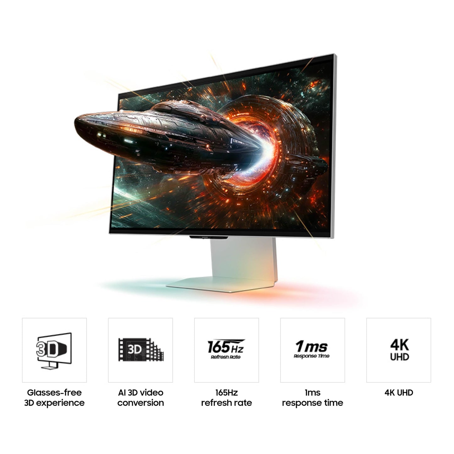 SAMSUNG 27-inch Odyssey 3D G90XF + $300 Amazon Gift Card, 4K, 165Hz, Gaming Monitor, 1ms Response Time, AMD FreeSync™ Premium, Ergonomic Stand, LS27FG900XNXZA, 2025