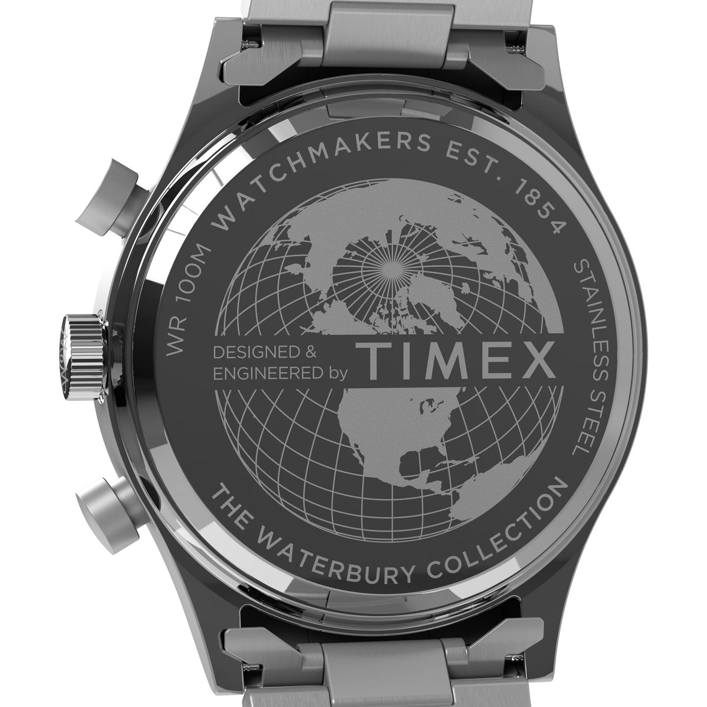 Timex Men's Waterbury Traditional Fly Back Chronograph 43mm Watch - Stainless Steel Bracelet Blue Dial Stainless Steel Case