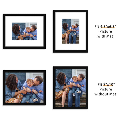 Picrit 8x10 Picture Frame Set of 12, Display 5x7 with Mat or 8x10 without Mat, Photo Frames for Wall Mounting or Table Top Display, Black