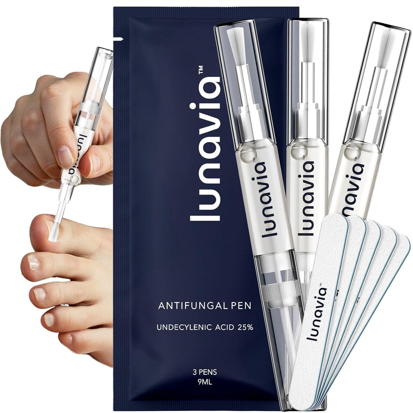 Lunavia Antifungal Pen – Cures Most Athlete’s Foot, Jock Itch, and Ringworm - 25% Undecylenic Acid with Tea Tree, Clove Bud & Aloe - 3-Pack Twist Pen