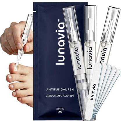 Lunavia Antifungal Pen – Cures Most Athlete’s Foot, Jock Itch, and Ringworm - 25% Undecylenic Acid with Tea Tree, Clove Bud & Aloe - 3-Pack Twist Pen