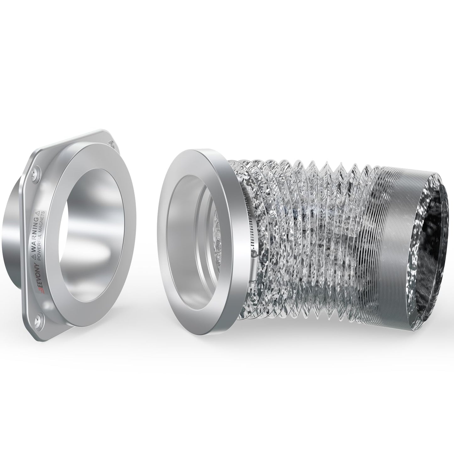 JEEVONY Magnetic Dryer Vent Coupling DV180 Airtight Seal Dryer Vent Connector Kit Easy to Clean Quick Connector Including a 2.6ft 4" Duct and two Clamps