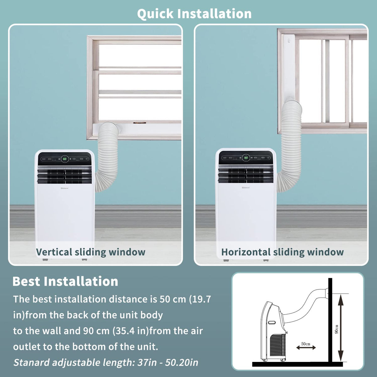 Shinco 12,000 BTU Portable Air Conditioner, Portable AC Unit with Built-in Cool, Dehumidifier&Fan Modes for Room up to 400 sq.ft, with Remote Control, 24 Hour Timer, Installation Kit