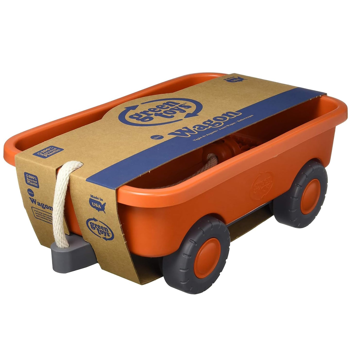 Green Toys Wagon, Orange CB - Pretend Play, Motor Skills, Kids Outdoor Toy Vehicle. No BPA, phthalates, PVC. Dishwasher Safe, Recycled Plastic.