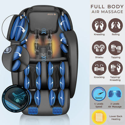 iRest SL Track Massage Chair Recliner, Full Body Massage Chair with Zero Gravity, Bluetooth Speaker, Airbags, Heating, and Foot Massage