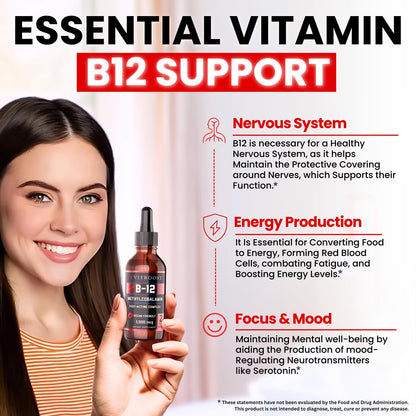 VITBOOST Vegan Liquid B-12 Drops – 60 x 5000 mcg Extra Strength Raspberry Flavored Vitamin B12 Liquid Methylcobalamin sublingual Supplement | Designed to Maximize Absorption & Energy | Gluten Free