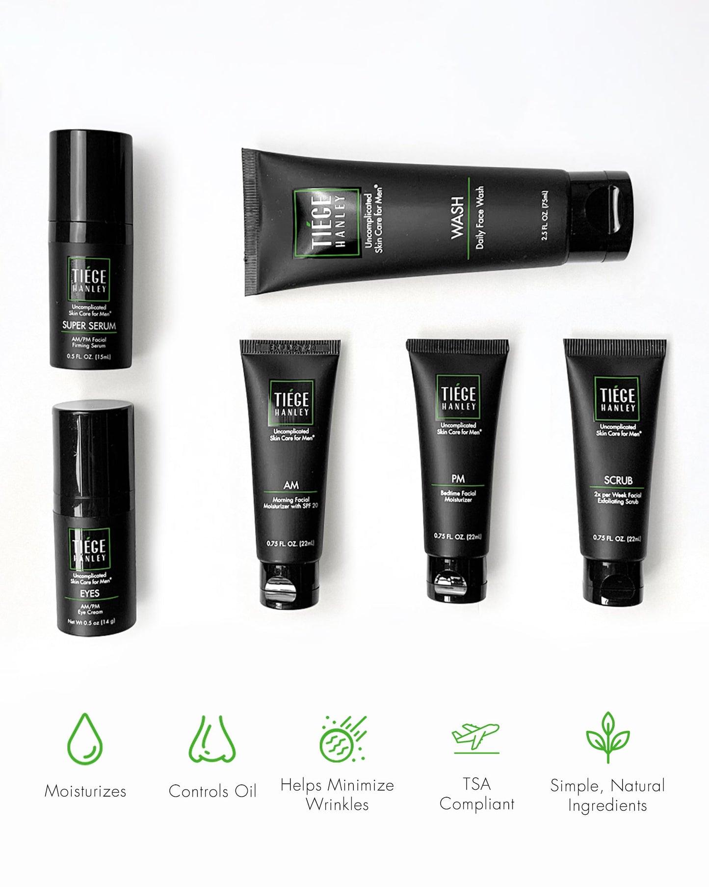 Tiege Hanley Men’s Skin Care Set, Anti-Aging Routine (System Level 3) – Face Wash, Scrub, Moisturizer, Eye Cream & Serum for Wrinkle Defense, Firm Skin & Long-Term Anti-Aging Protection