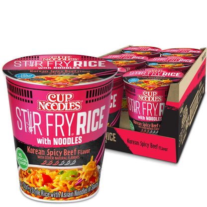 Nissin Cup Noodles Stir Fry Rice with Noodles, Spicy Beef Flavor, 2.68 Ounce (Pack of 6)