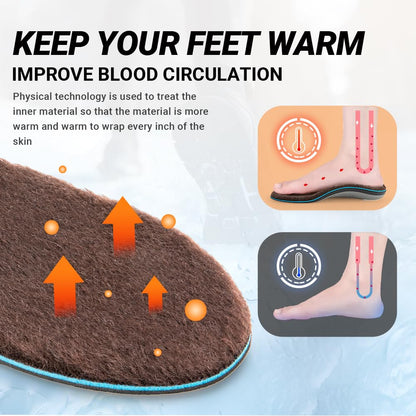 VALSOLE Winter Thermal Wool Insoles,Heavy Duty Support Pain Relief Orthotics Plantar Fasciitis High Arch Support Insoles,for Men Women Work Boot Shoe Insole Warm Insoles (Brown)