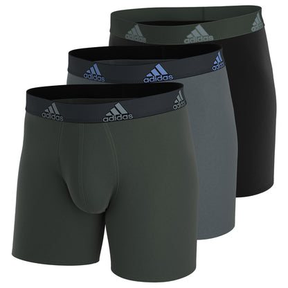 adidas Microfiber, Performance Boxer Briefs Underwear Pack for Men, Green Oxide/Grey/Pulse Blue/P, Small