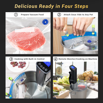 INKBIRD WIFI Sous Vide Cooker ISV-100W, 1000 Watts Sous Vide Machine Immersion Circulator with 14 Preset Recipes on APP & Calibration Function, Thermal Immersion, Fast-Heating with Timer
