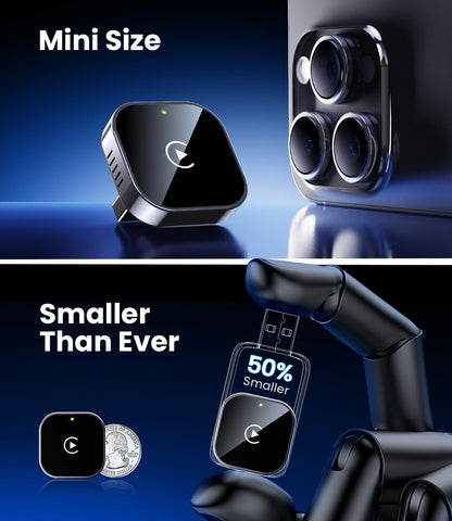 Teeran Wireless CarPlay Adapter 2025 Upgrade Wired CarPlay to Wireless, Mini Cube Design for Cars with Built-in Wired Apple CarPlay Plug and Play Easy Use Fast Stable Connection Car Play for iPhone