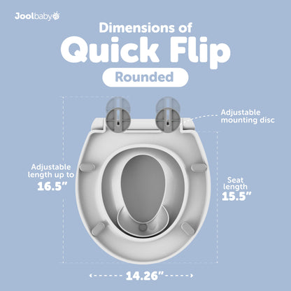 Quick Flip Round Toilet Seat with Built-In Potty & Splash Guard for Toddler Training, Slow Close - Jool Baby