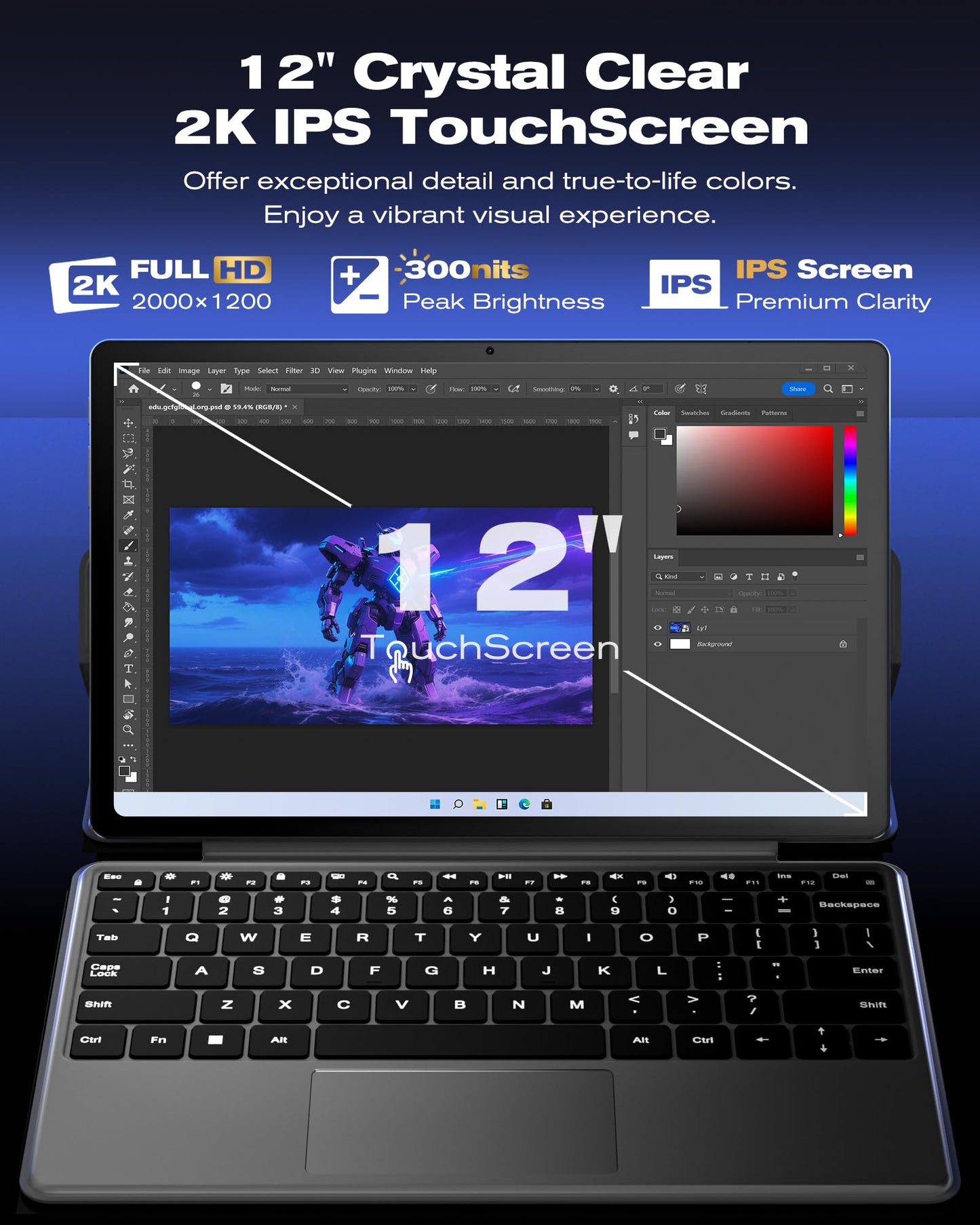 jumper 2-in-1 Laptop/Tablet（2025）,4-core N95, 12GB DDR5 RAM 512GB SSD, 12 Inch 2K FHD IPS Touchscreen,Windows11 Tablet with Magnetic Keyboard, 2 Stereo Speakers,for Student Back to School