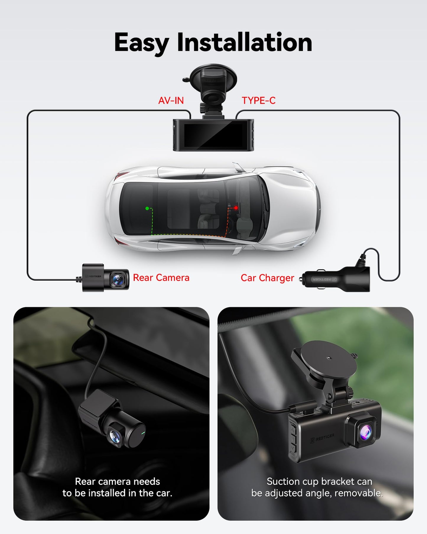 REDTIGER 4K Dash Cam Front and Rear, STARVIS 2 Sensor, Touch Screen 3.18", 128GB Card Included, Voice Control, 5.8GHz WiFi Car Dash Camera, GPS, Night Vision, Emergency Lock, Parking Mode (F7N Touch)