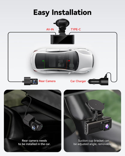 REDTIGER 4K Dash Cam Front and Rear, STARVIS 2 Sensor, Touch Screen 3.18", 128GB Card Included, Voice Control, 5.8GHz WiFi Car Dash Camera, GPS, Night Vision, Emergency Lock, Parking Mode (F7N Touch)