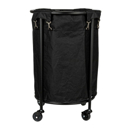 Household Essentials Round Laundry Hamper, Metal Frame with Wheels, Heavy Duty and Commercial-Grade, Black Polyester Bag, Great For Both Residential and Commercial Use