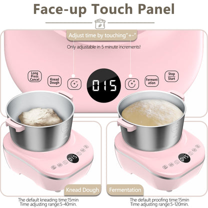 Electric Dough Maker 5Qt with Ferment Function, Dough Mixer with 304 Stainless Steel Bowl, Face-up Touch Panel, for Bread & Pizza