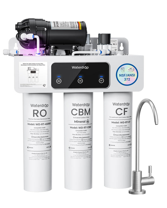 Waterdrop WD-T3-M Remineralization Reverse Osmosis Water Filter, NSF/ANSI 372 Certified, 9-Stage Undersink RO System, 450G Tankless RO Water Filtration System, 2:1 Pure to Drain, Plug-in Required