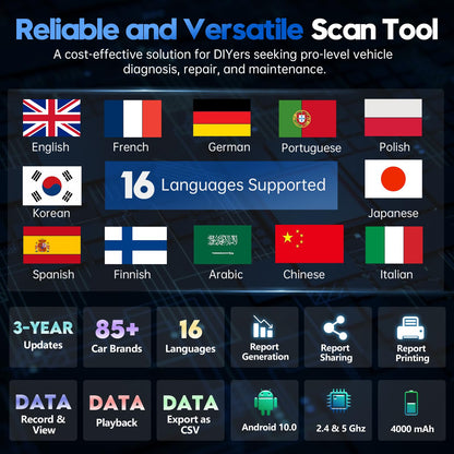 XTOOL D7 Bidirectional OBD2 Scanner: 2024 Newest Automotive Scanner Diagnostic Tool with ECU Coding, Active Tests, All System Scan, 36+ Resets, Crank Sensor Relearn, Android 10, 3-Year Updates