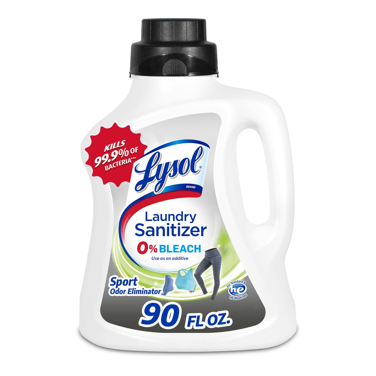 Lysol Sport Laundry Sanitizer Additive, Sanitizing Liquid for Gym Clothes and Activewear, Eliminates Odor Causing Bacteria, 90oz