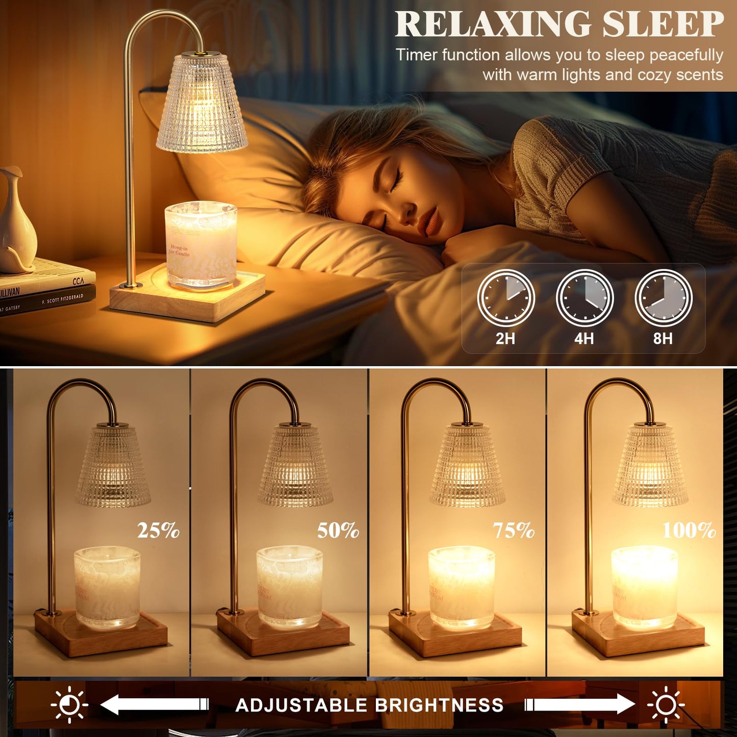 Hong-in Candle Warmer Lamp with Timer-Dimmable Candle Warmer,Birthday Gifts for Women,Valentines Day Gifts for Her,House Warming Gifts New Home Bedroom Decor,Wax Warmer for Scented Wax Jar Candles